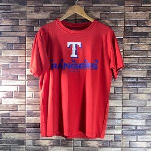 Texas Rangers Baseball T Shirt Mens Medium MLB Authentic Collection  Red Graphic